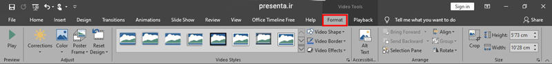 تنظیمات ویدیو در پاورپوینت